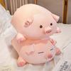 Squishy Pink Fatty Piggy Pig Doll Plush Toy Down Cotton Stuffed Eyes Closed/Open Cartoon Animal Lying Plushie Bolster Gift