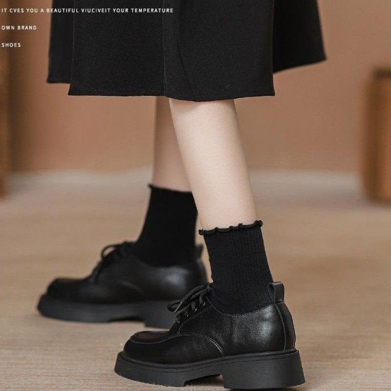 Small leather shoes women's skirts autumn new muffin thick soles increase Mary Jane single shoes