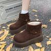 Fashion Winter New Thick Snow Boots Women's Round Head Suede Rivet Back Zipper Anti-slip Wear-resistant Short Boots