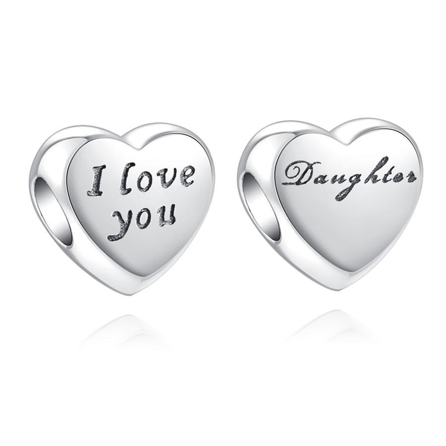 New European I Love You Dauther Auntie Cousin Diy Bead Fit Original Charms Silver 925 Bracelet Jewelry Women Acessories