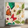 Colorful Butterfly Ladybug Shower Curtain Set For Bathroom Decor Floral Print Waterproof Fabric Shower Curtains With Hooks (Whit