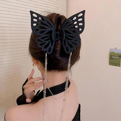 Vintage Damen Große Haarspange Hohl Schmetterling Haarnadel Pferdeschwanz Haarspange Bade-Haarspangen für Mädchen Elegantes Haarschmuck