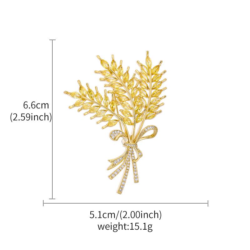 Weiman Trendy Plant Wheat Ear Corsage Lapel Pin Zinc Alloy Rhinestone Crystal Diamond Brooches for Girls Perfect Gift