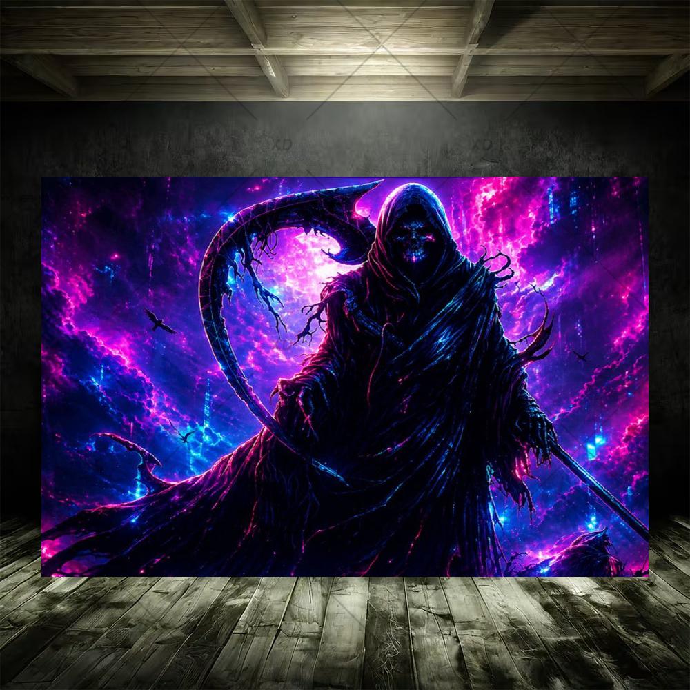 Grim Reaper Horror Halloween Party Decoration Background Spooky Graveyard Cemetery Backdrop Cosplay Photo Booth Studio Banner