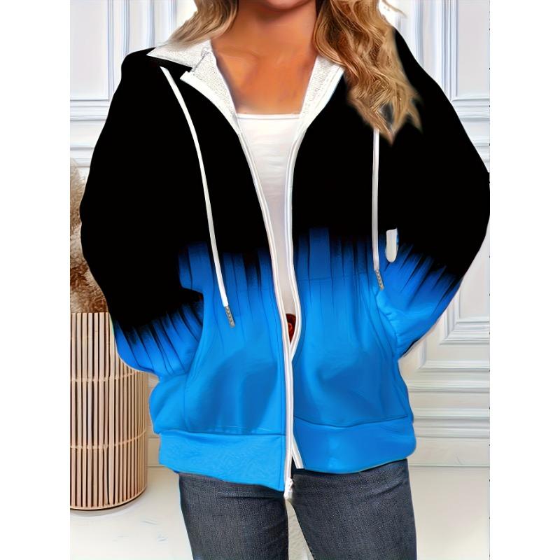 Tian Xiaofu Autumn and Winter Directional Gradient Color Hooded Casual Jacket