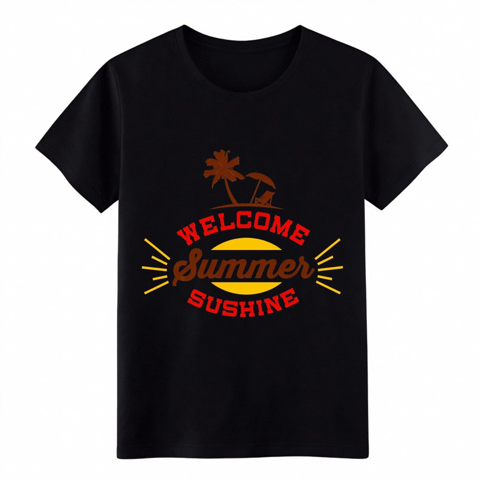

Welcome Summer Sunshine Palm Tree Beach T-Shirt Vintage Vacation Tee 4XL