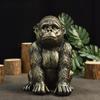 Gorilla Resin Statue, Sitting Monkey Figurine Sculpture, Industrial Home Decor for Living Room Office Desk Bookshelf, Industrial Modern Home Decor