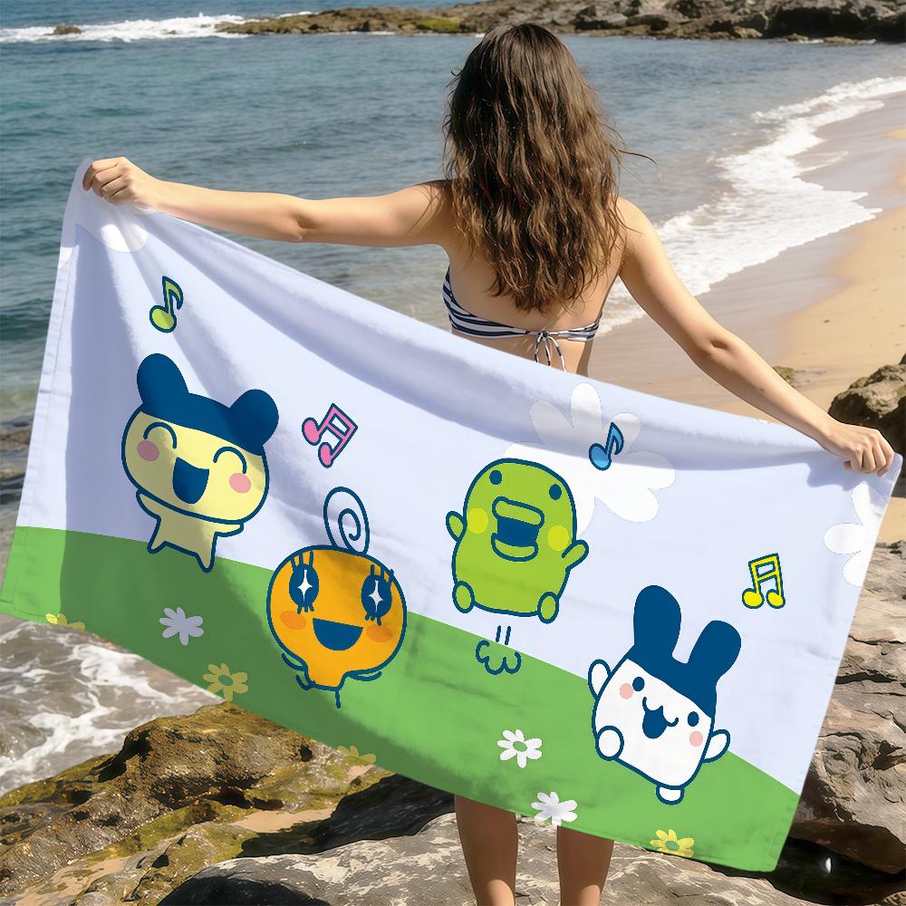 cute funny face t-tamagotchi kuchipatchi mametchi soft Dry Beach Towels Trip Towel swim Summer Holiday bathing Pool Camp Gift