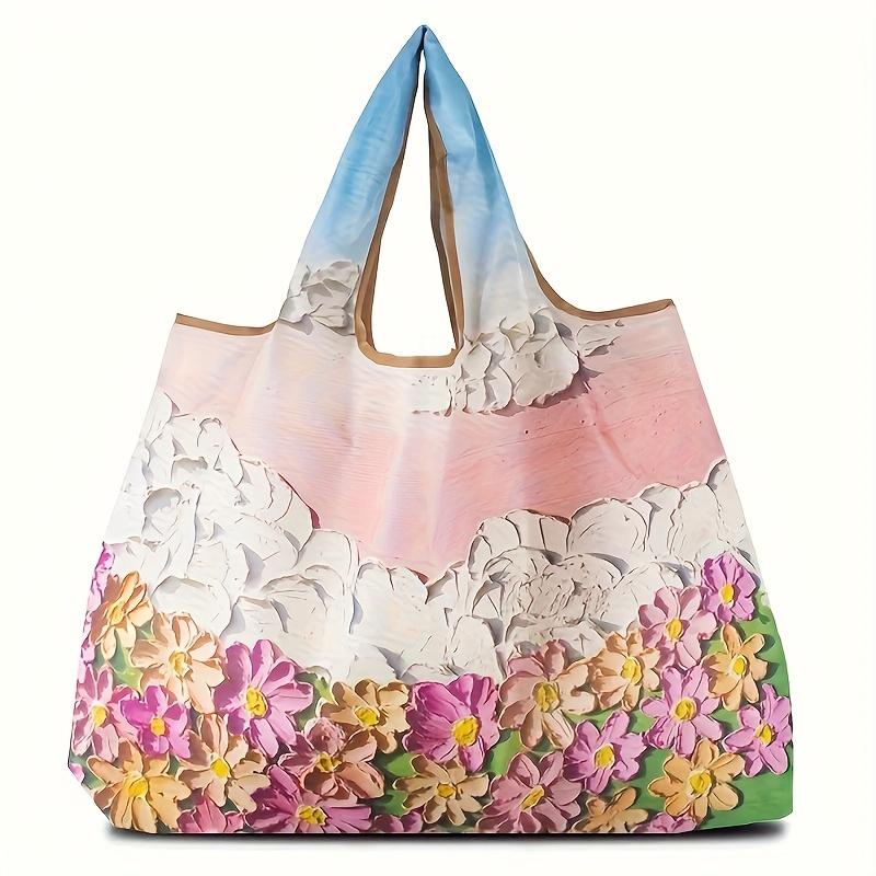 Sac à bandoulière pliable élégant Grande capacité Sac à bandoulière portable pour femmes, Sac fourre-tout de shopping avec plusieurs motifs disponibles