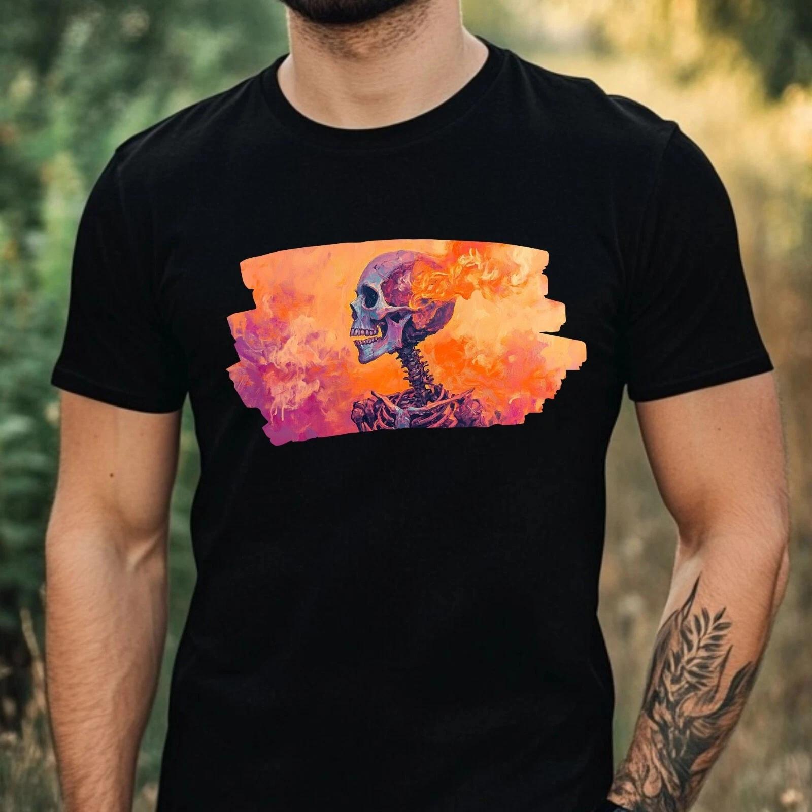 T-Shirt Herren Skelett Portrait Motiv Baumwolle Größe XS bis 5XL L