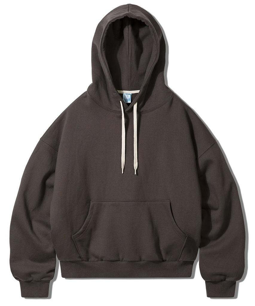 Oversized Heavy Fleece Plain Balloon Sweat Hoodie - Dark Grey