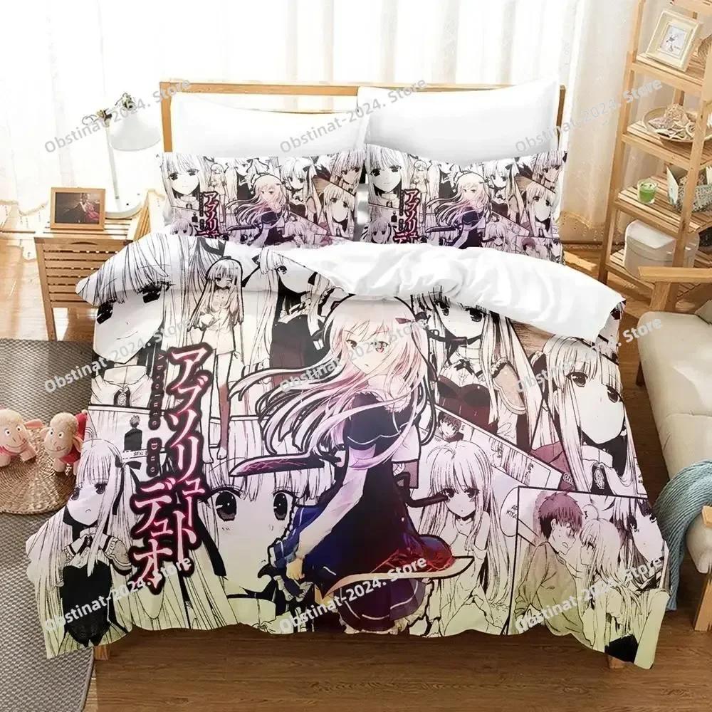 Comforter Kawaii Anime Absolute Duo Bedding Set Printed Bed Set With Single Double Queen King Size Boys Girl Adult