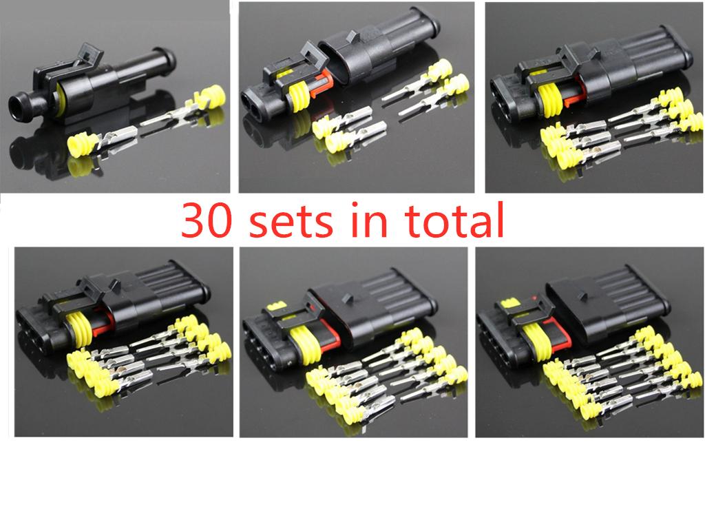 30 Satz 1 2 3 4 5 6 Pins Way Auto Versiegelt Elektrischer Drahtverbinder Stecker Wasserdicht