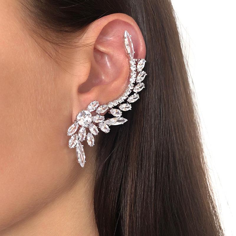 European & American Style Asymmetrical Teardrop Zircon & Diamond Earrings: Elegant, Luxurious, Fashionable, Shimmering Statement Jewelry for Women