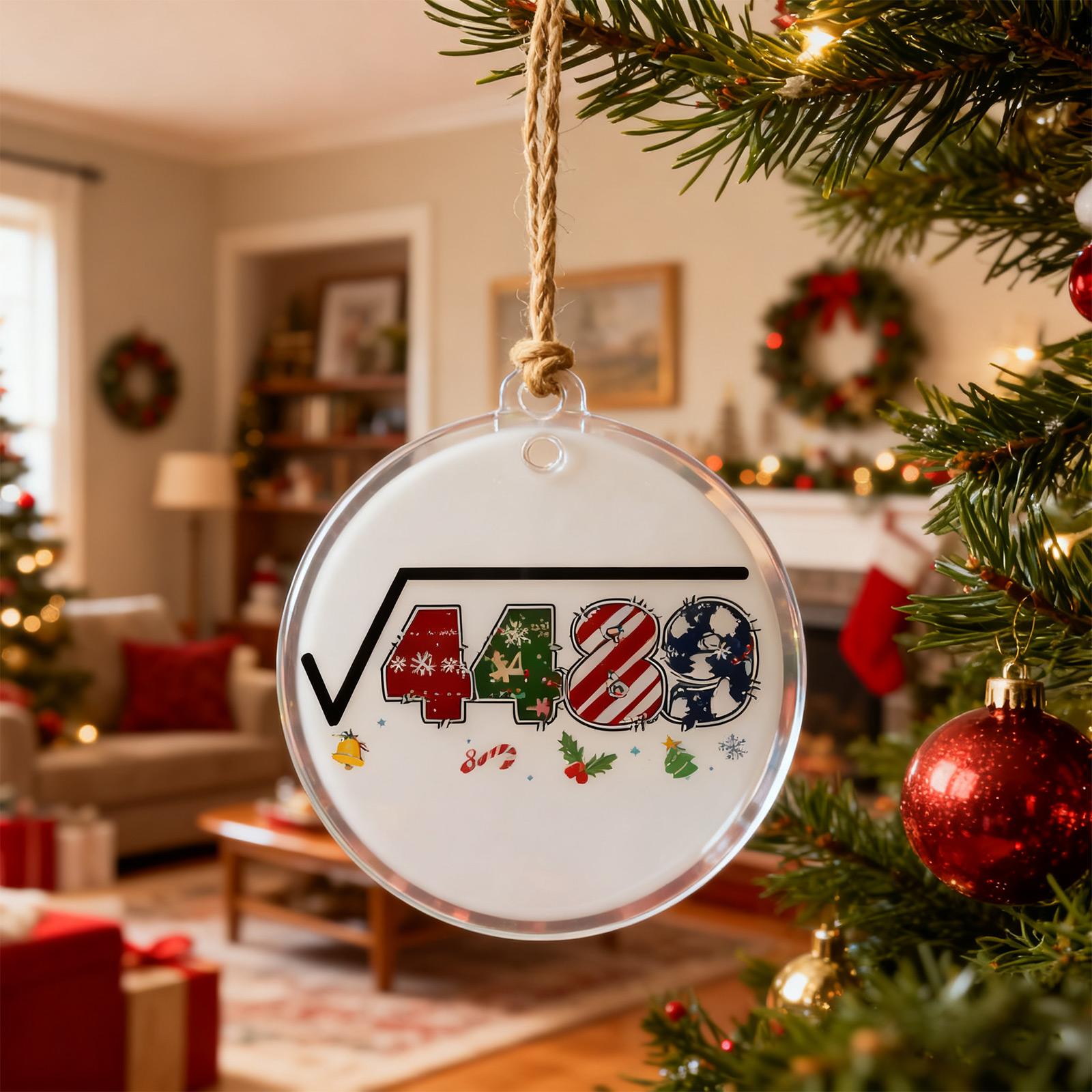 

2D Acrylic Christmas Ornament Number 67 Hanging Decoration Gingerbread Style Festive Holiday Pendant for Tree or Home Display