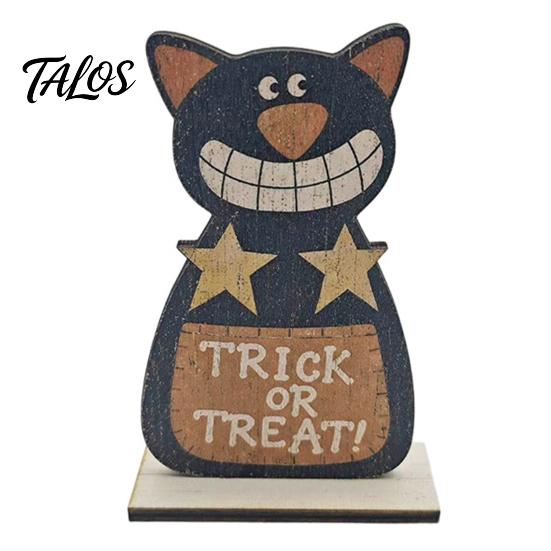 Versatile Room Decorations Cute Halloween Black Cat Pumpkin Skull Decor, Vintage Boo Wooden Sturdy Decorative Accents Signs, Tabletop Decoration