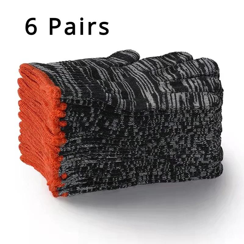 

6 пар перчаток для защиты рук из полиэстеровой веревки, вязаных крючком, подходящих для работников промышленного машиностроения и строительства