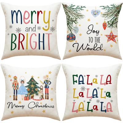 New Christmas Decorative Cushion Cover Linen Printed Cushion Home Walnut Soldier Princess Sofa Cushion