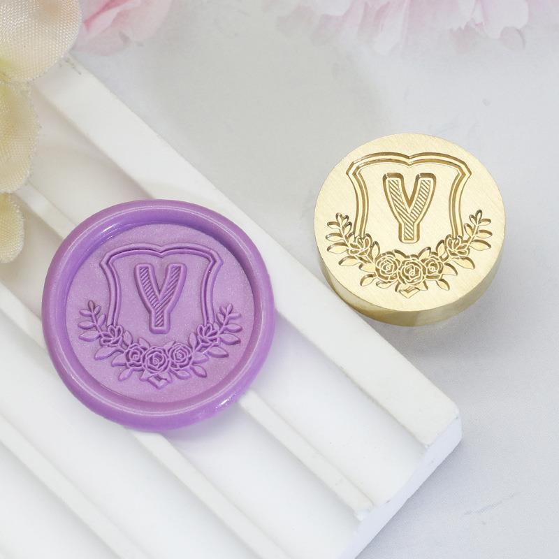 26 English Letters Datura Flower Pattern Wax Stamp Seal Envelope Sealin Greeting Card Gifts Wedding Invitation Decoration 20mm