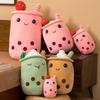 24cm Kawaii Boba Frucht Bubble Tea Cartoon Panda Plüschtier Stofftiere Niedliches Essen Milchtee Weiche Spielzeuge Zimmerdeko Kissen Geschenke
