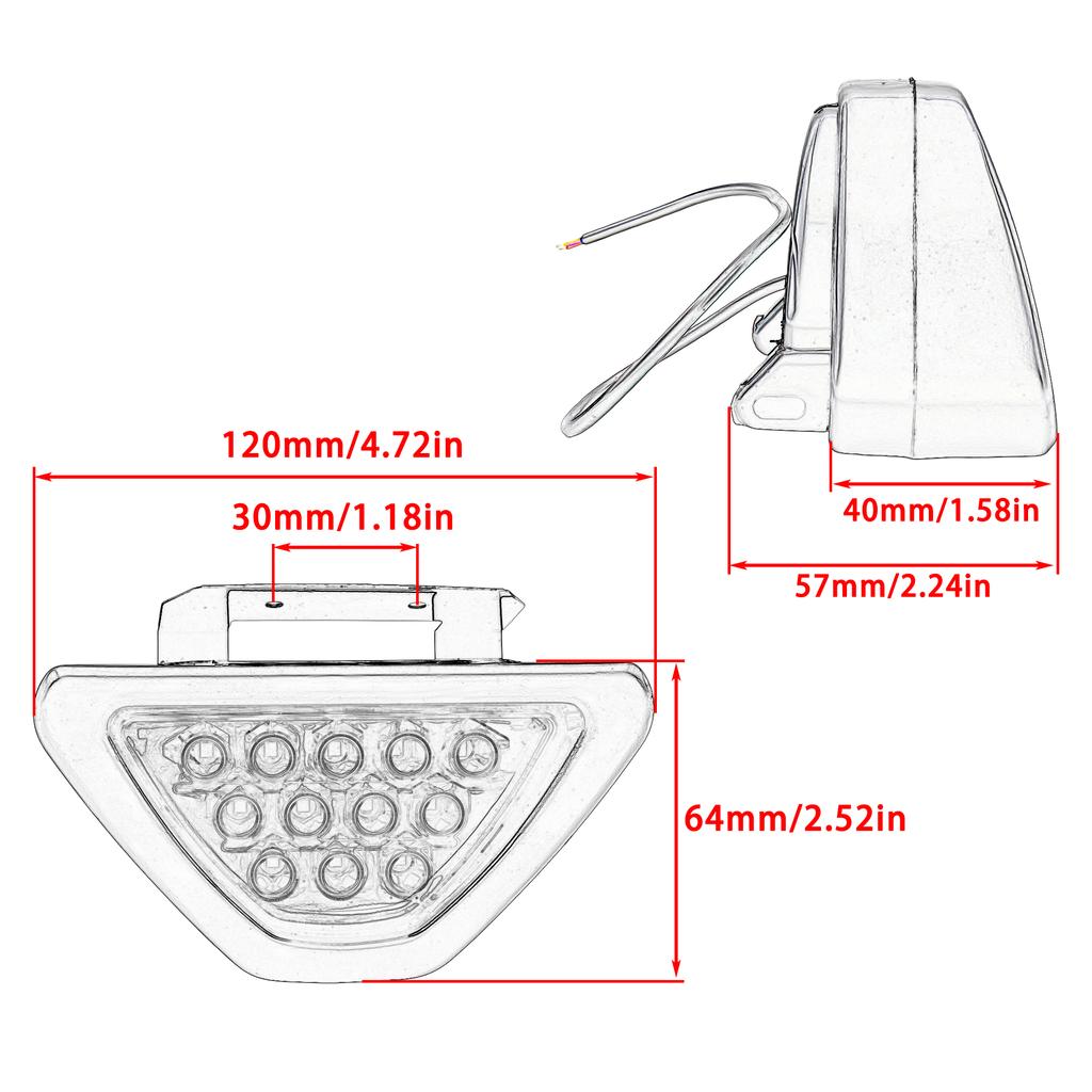 Motorcycle Car Tail Light 12 LED Triangular Brake Light Flash Warning Light Reverse Safety Parking Strobe Modified Accessories