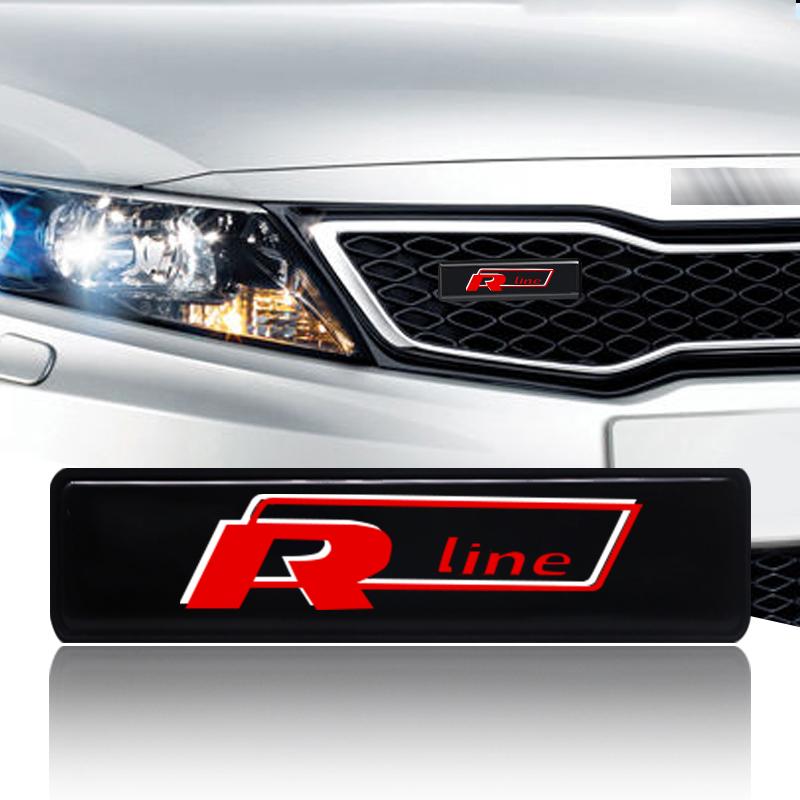 Car Front Grille Sticker Badge Head Grill R LINE Emblem LED Light For Volkswagen CC Polo Golf 4 5 6 7 MK7 MK5 MK4 MK6 Passat Touran Scirocco