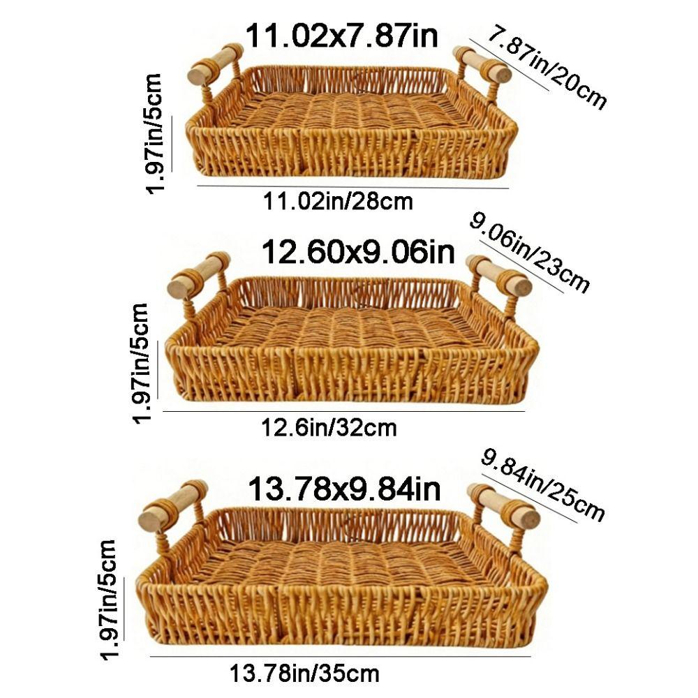 Handmade Imitation Rattan Storage Basket Rectangular Dry Fruit Storage Tray Living Room