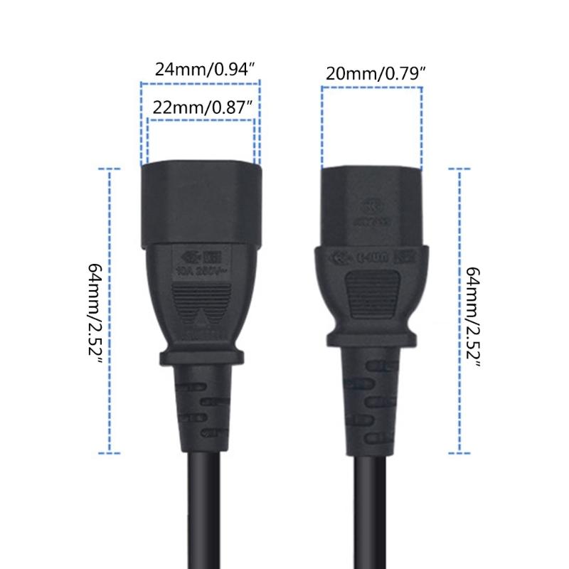 IEC 320 C14 To C13 Extension Power Cable IEC 320 C14 Male To C13 Female Power Converters Cable for TV PC Computer