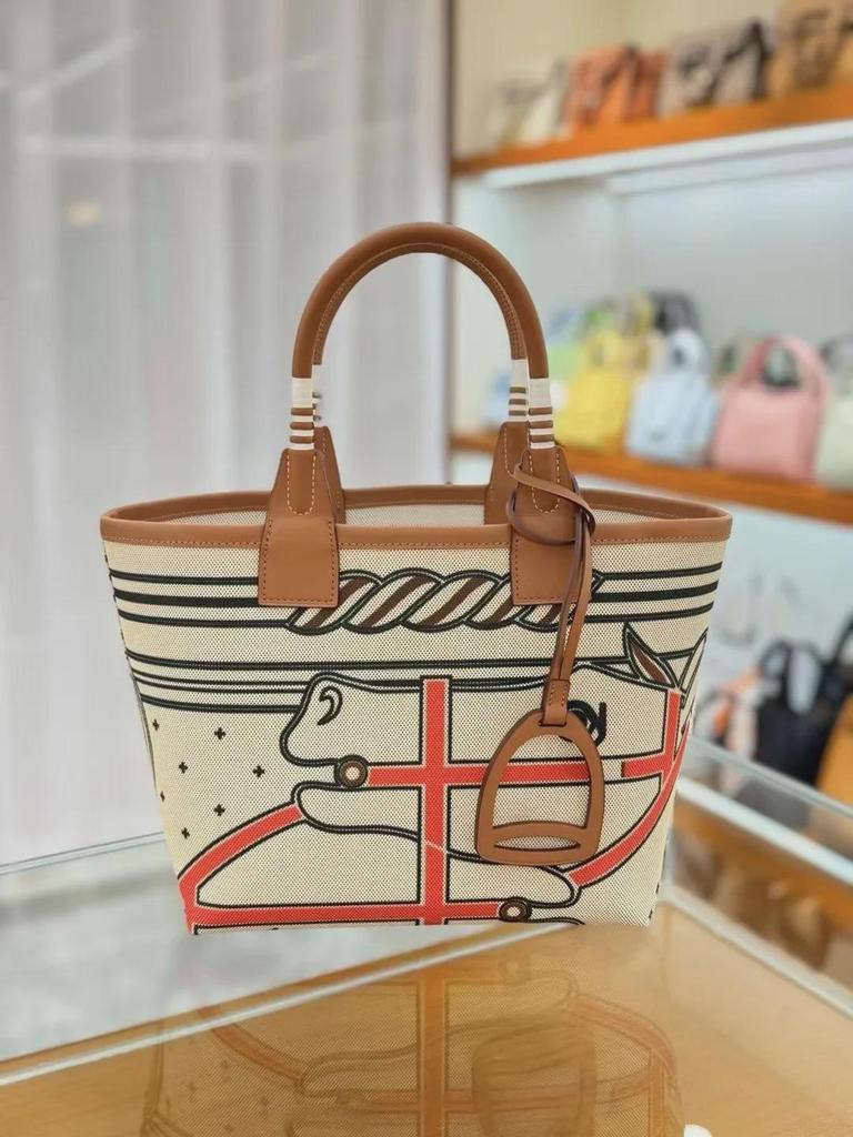 2025 Handmade Genuine Leather & Canvas Tote - Colorful Women's Garden Shopping Bag