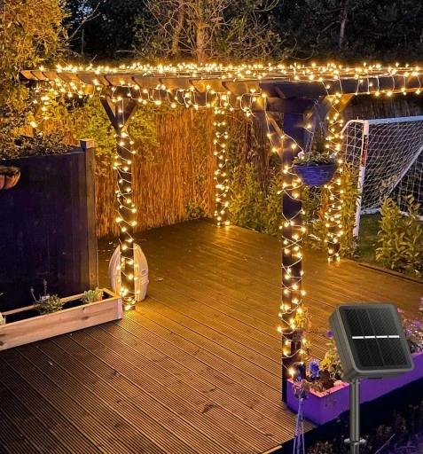 2X Girlanda Solarna Ogrodowa Druciki Łańcuch 200 Led 22M