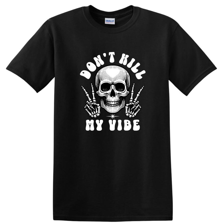 Skull Graphic T Shirt w/ Peace Sign Skeleton Hands Vintage Style Tee S
