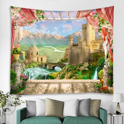 Landscape Outside The Window Tapestry Wall Hanging Bohemian Style Curtain Aesthetic Mandala Room Decor