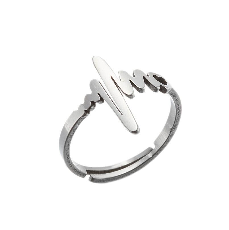 2024 Fashionable Stainless Steel Butterfly Cat Pineapple Heart Adjustable Ring