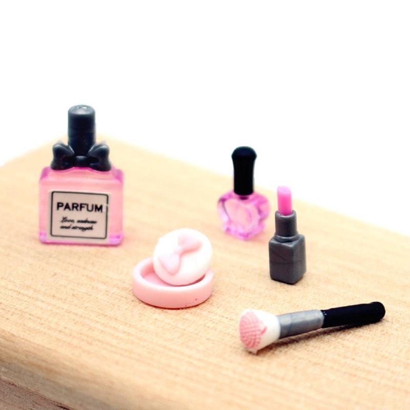 1Set 1:12 Puppenhaus Miniatur Kosmetik Lippenstift Puder Parfüm Make-up Pinsel Modell Puppe Make-up Szene Dekor Zubehör