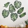 7pcs DIY Wooden Palm Leaves Wall Art Vintage Green Leaf Plant Decor Hanging Accents for Home Bathroom Office