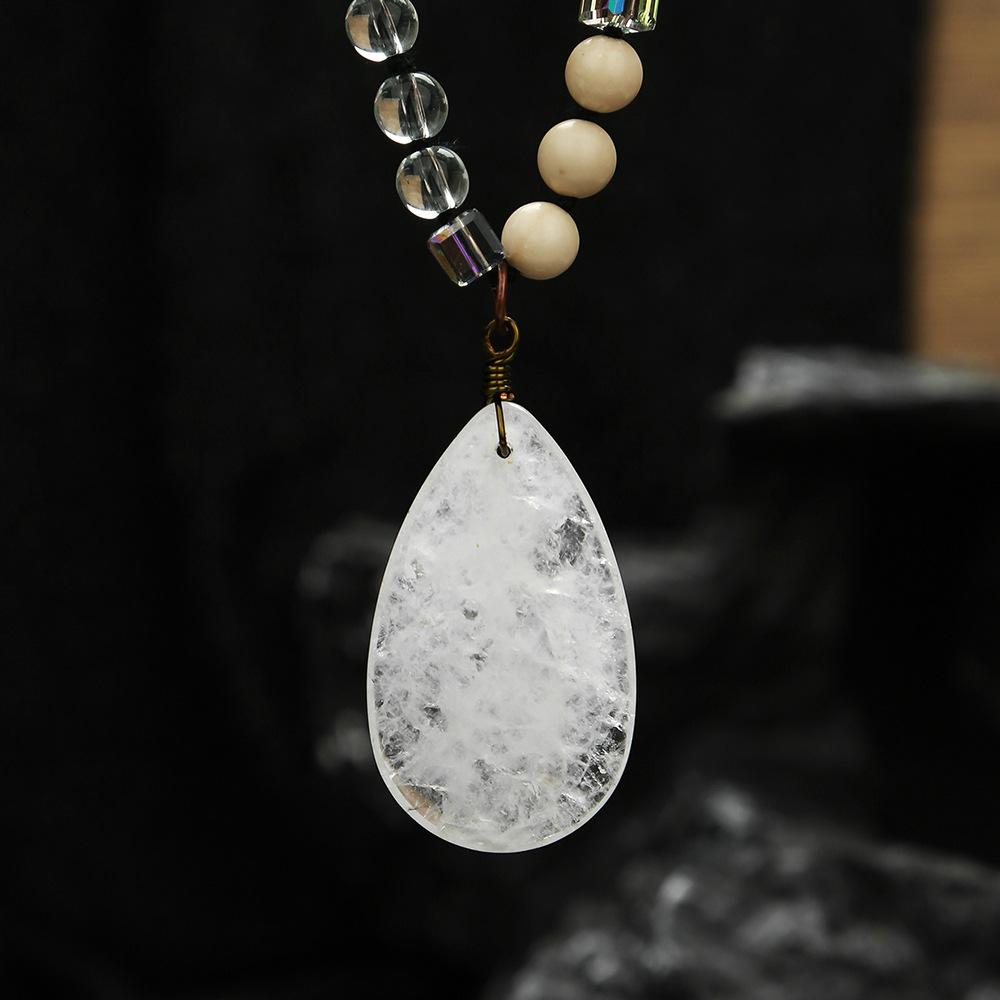 Natural crystal pendant, long water droplet, sweater chain, amethyst necklace, jewelry