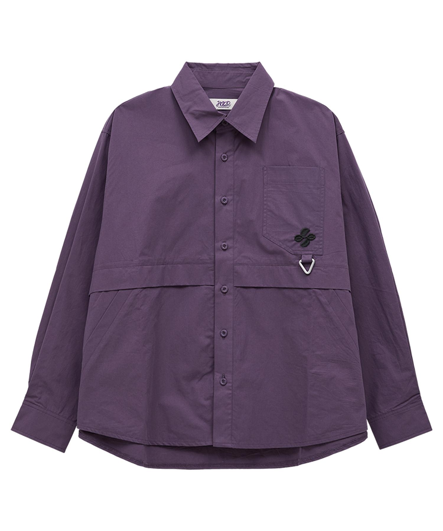 Hoodhood Multi-Pocket Utility Cotton Shirt Purple Purple/1