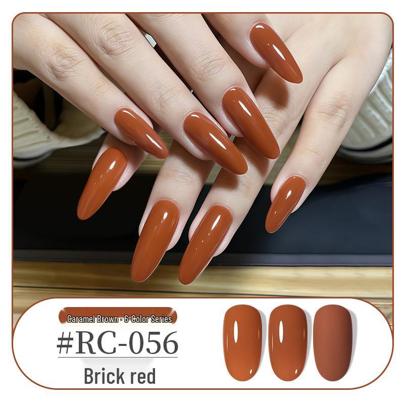 

Набор гель-лаков карамельно-коричневого цвета на весну/лето 2025 года - популярный взрывной оттенок флэш для салонов маникюра