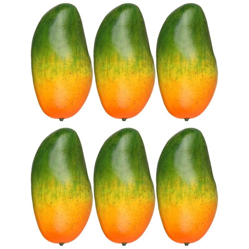 6Pcs Realistic Fruit Mangos Decoration Assorted Realistic Mangos Models for Table Decors and Visual Merchandising