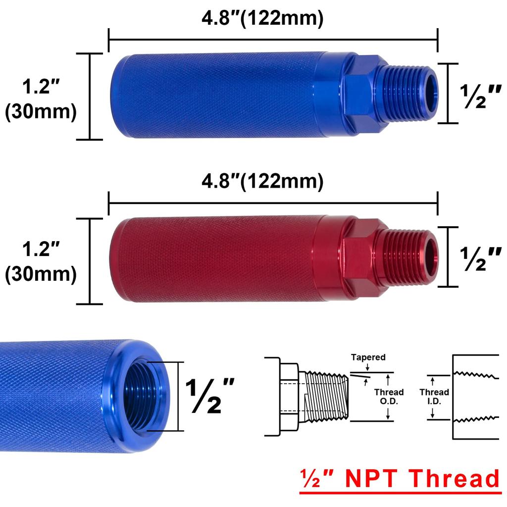 KOOTANS Anodized Aluminum Gladhand Glad Hand Extension Handle Red and for Trucks and Easy Coupling Grips, Set, Blue, Trailers,