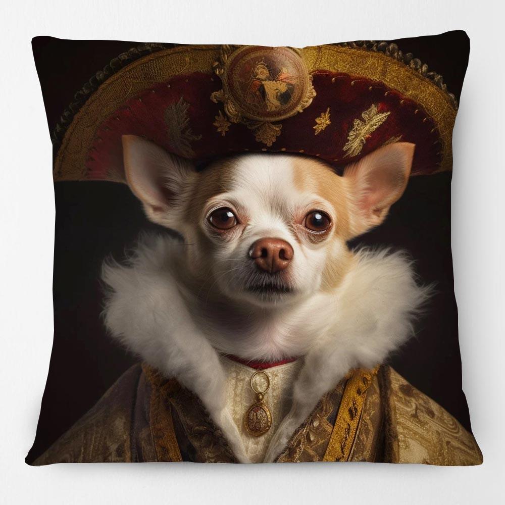 European Poodle Dachshund Chiwawa Dog Animals Portrait Painting Cushion Cover Royal Pet Historical Portrait Pillowcase