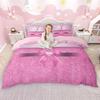 Homewish Personalized Initial Duvet Cover Set Princess Pink Quilt Cover Set Kawaii Sparkling Bow Knot Bedding Set