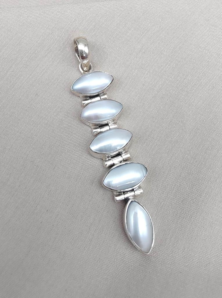 Handmade Pearl Pendant: 925 Sterling Silver Marquise Gemstone