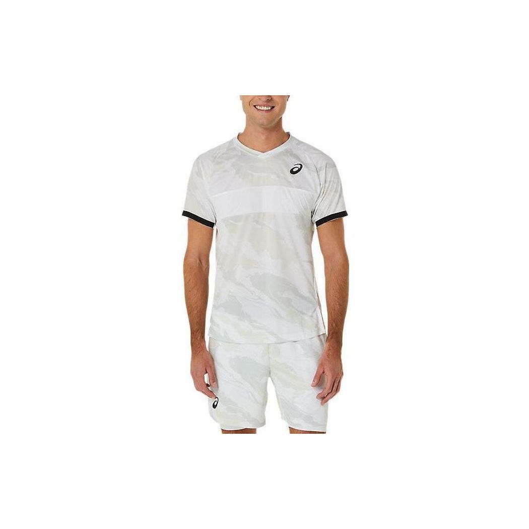 

Asics Match Graphic Short Sleeve V-Neck Top Men Tops Gray 2041A245-100 M