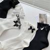 Fashion Harajuku Middle Tube Frilly Socks Women Girls School Student Cute Pearls Bowknot Ruffke Trim Cotton Ankle Socks