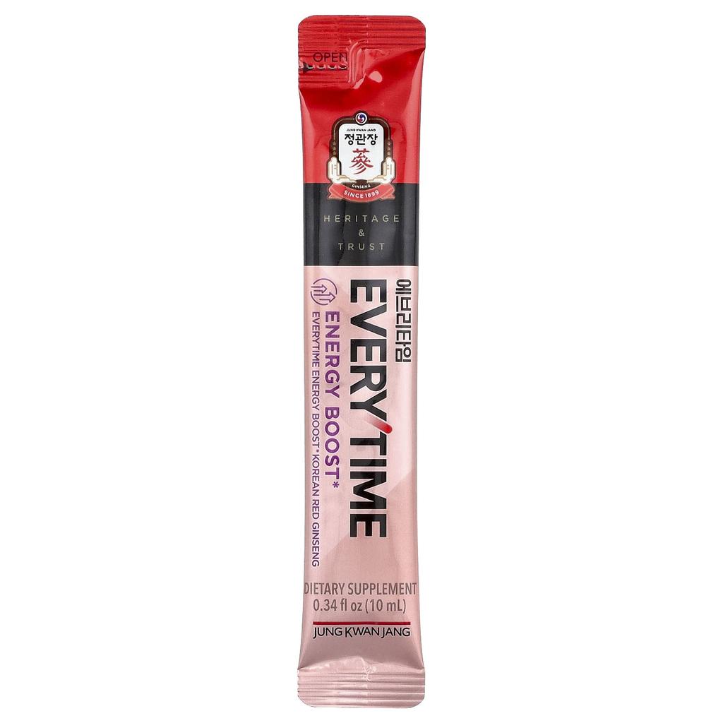 Korean Red Ginseng, Everytime Energy Boost, 10 Count, 10 mL (0.34 Fl Oz) Each