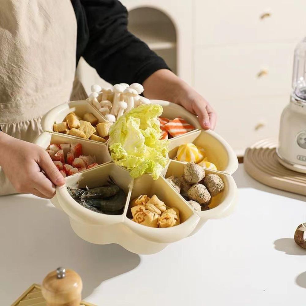 Double-layer Rotating Hot Pot Vegetable Basket 7/9-grid Vegetable Basket