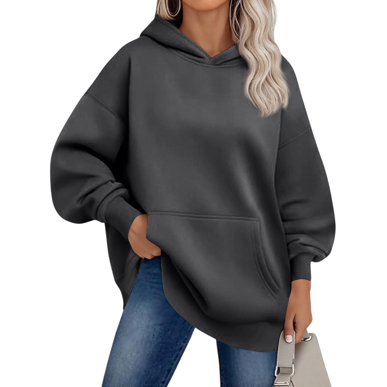 Womens Oversized Sweatshirts Fleece Hoodies Long Sleeve Pullover Outfits With Pocket M