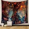Boho Chic Wall Tapestry With Moon Phase Floral Starry Sky Design Bedroom Yoga Studio Decor