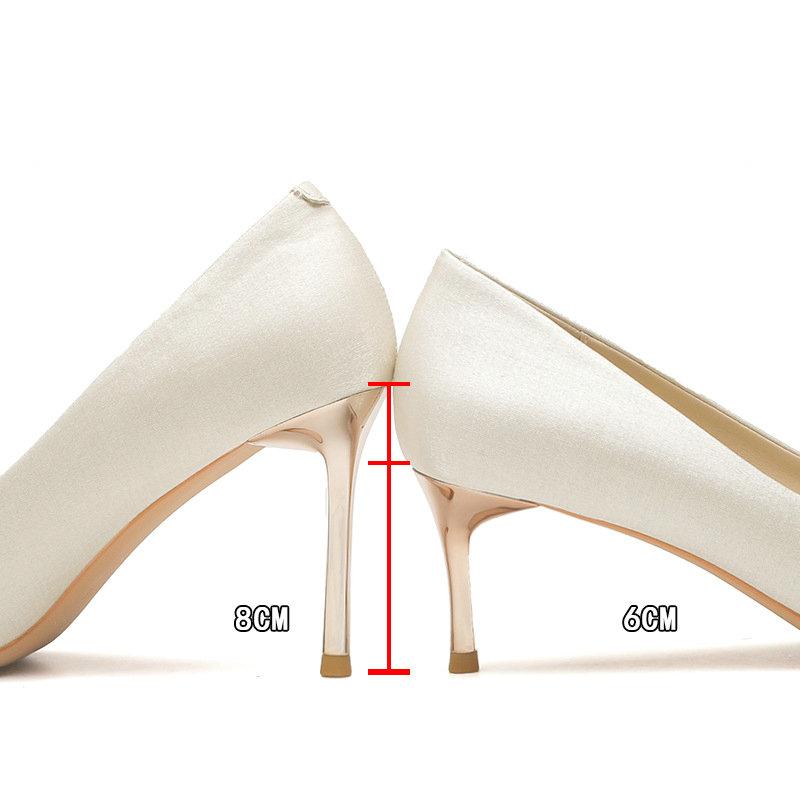 Fashion French High Heels Women With 2024 New Bride Shoes Flower Wedding Shoes Pointed Shallow Mouth Single Shoes